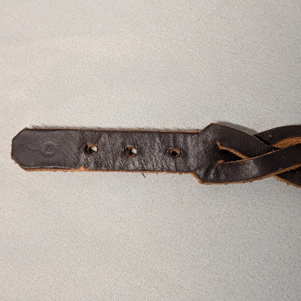 Braided Brown Leather Dog Collar with Silver Buckle (Small Dog)